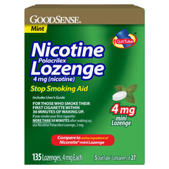 GoodSense Mini Nicotine Lozenge 4 mg mint on blister pack for craving relief.