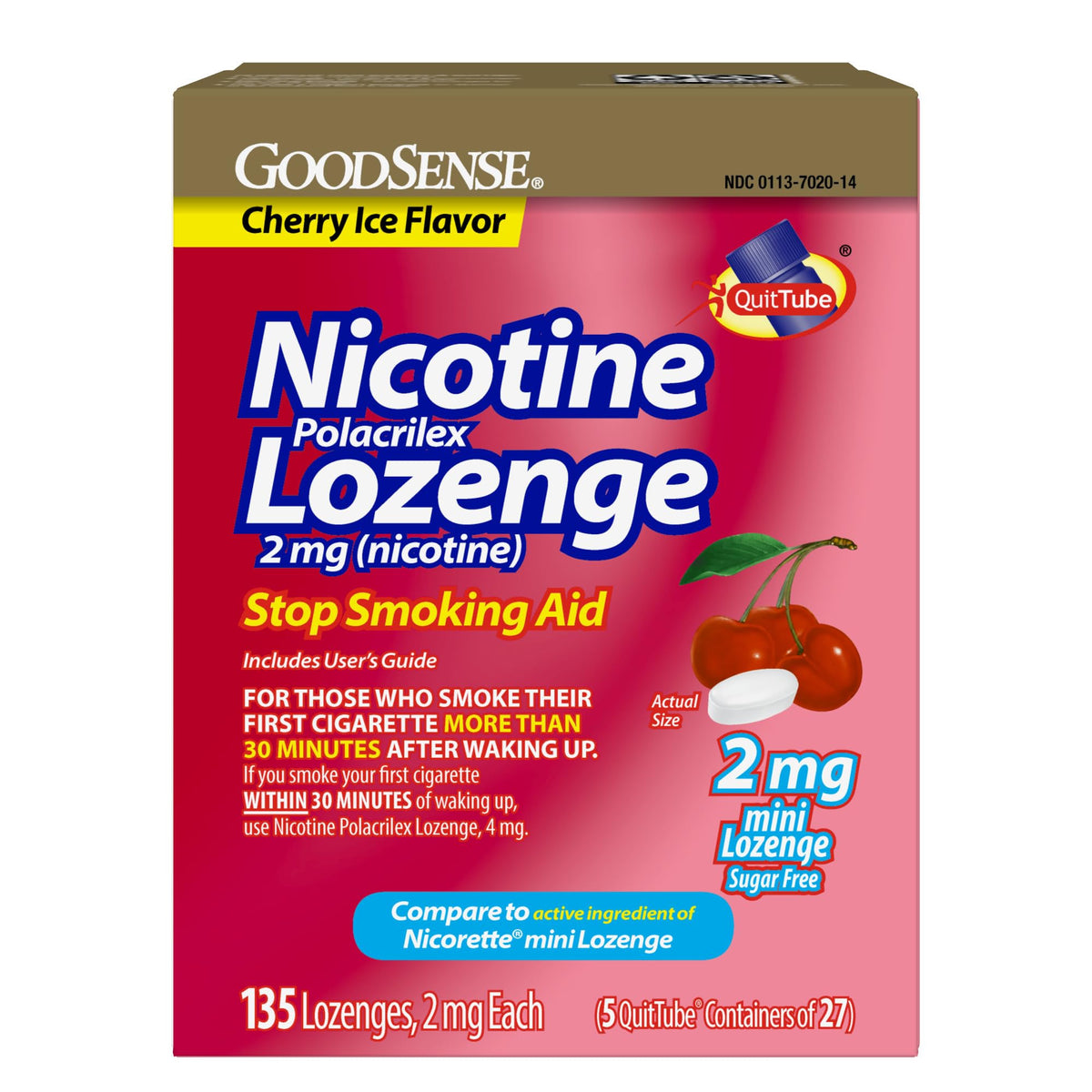 GoodSense Mini Nicotine Lozenge Cherry Ice packaging on a store shelf