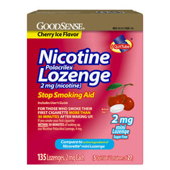 GoodSense Mini Nicotine Lozenge Cherry Ice packaging on a store shelf
