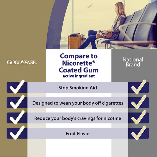 Open GoodSense gum box showing 4 mg pieces for cravings relief.