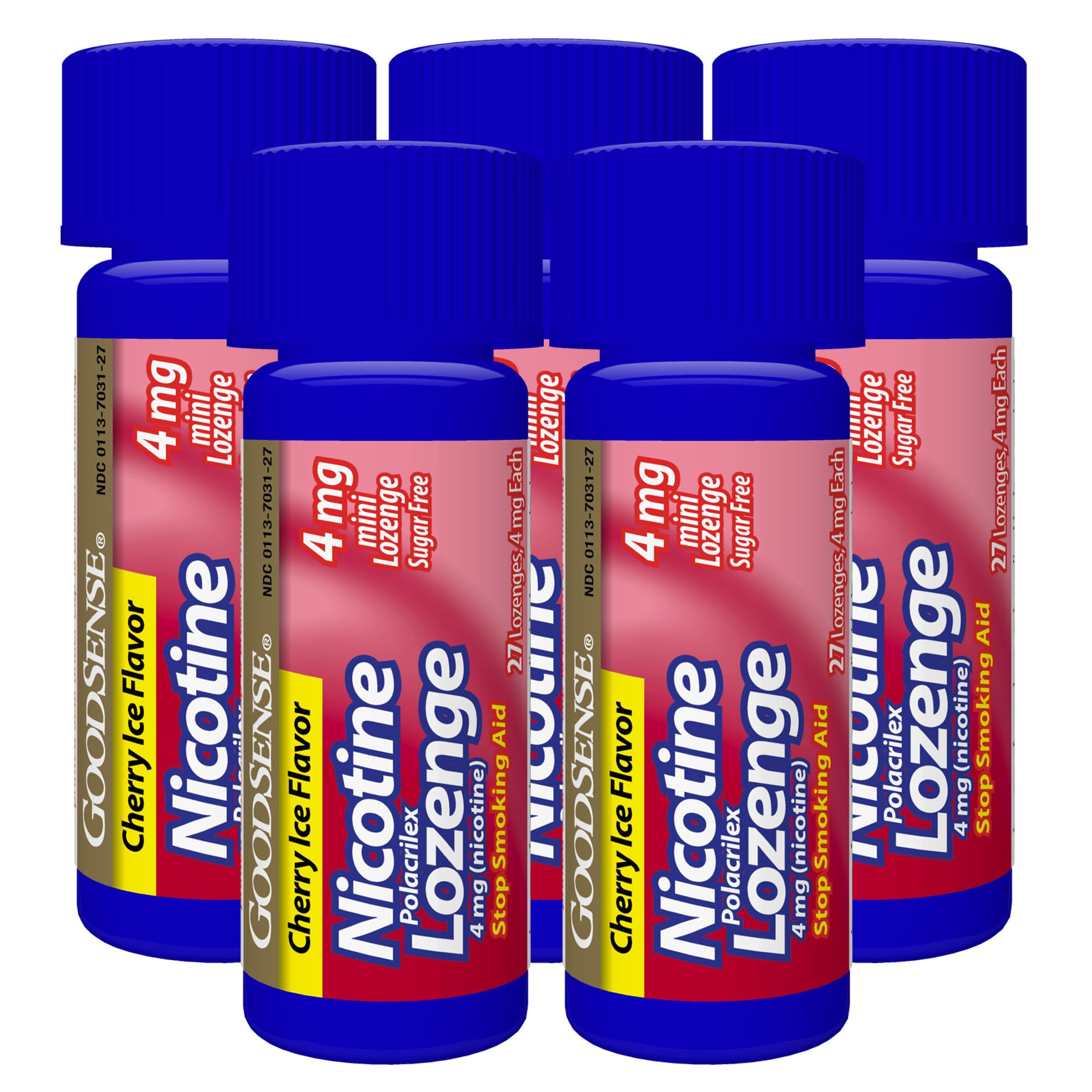 Foil-wrapped GoodSense lozenge shows sugar-free and dye-free attributes.