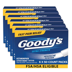 Goody's Extra Strength Headache Powder poured on the tongue for fast, portable relief.
