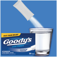 Goody's quick-use powder packets for fast relief on demand.