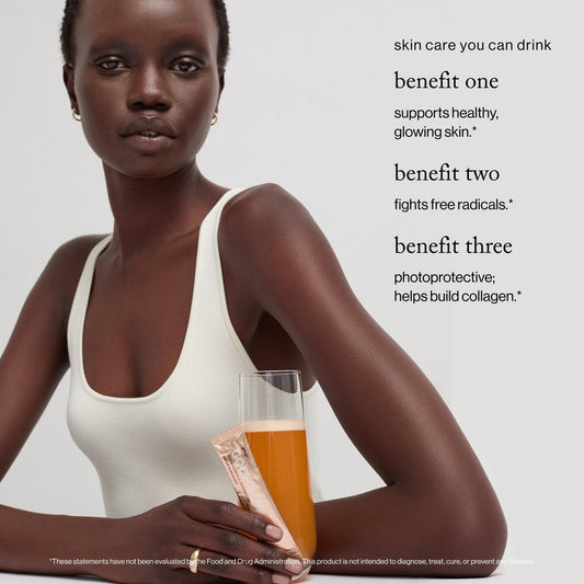Goop Beauty Morning Skin Drink Mix single-pack closeup showing citrus flavor.