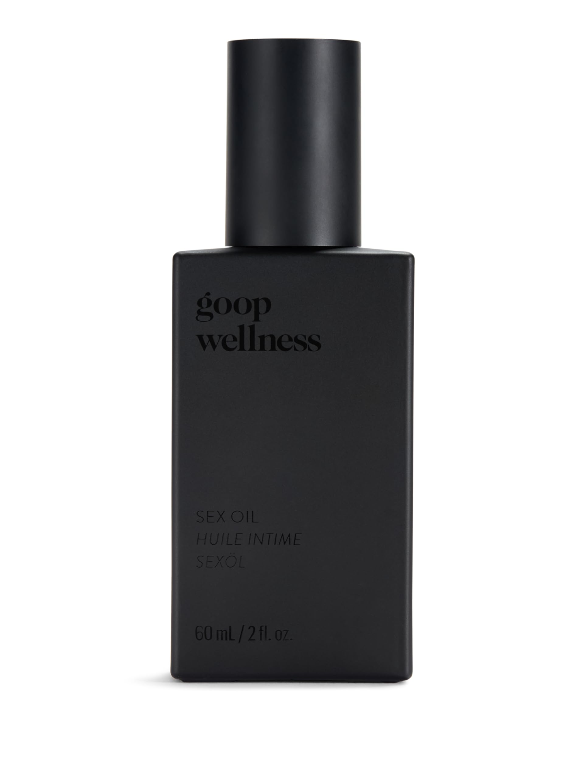 goop Wellness Sex Oil bottle being poured for a mess-free at-home massage.