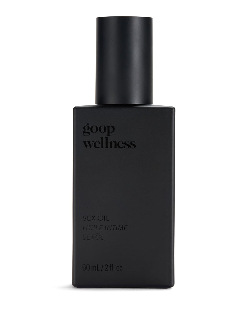 goop Wellness Sex Oil bottle being poured for a mess-free at-home massage.