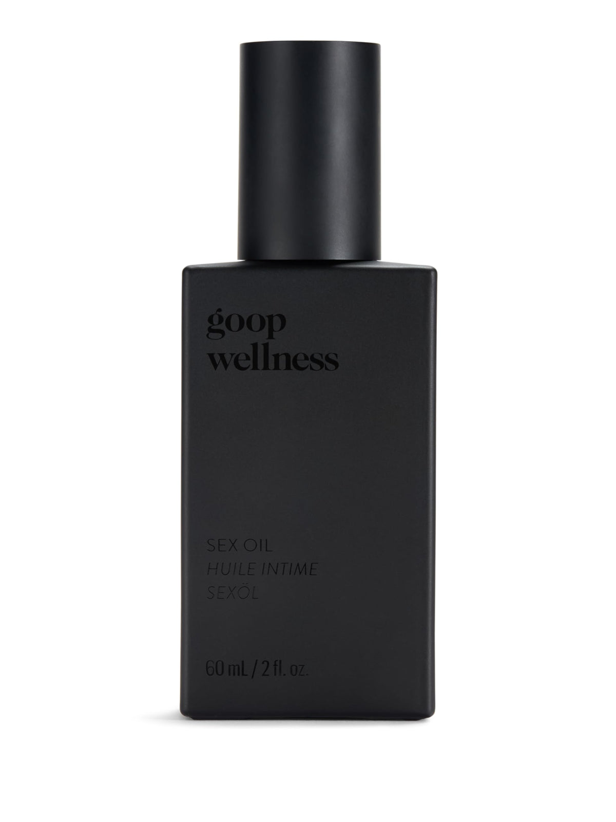 goop Wellness Sex Oil bottle being poured for a mess-free at-home massage.