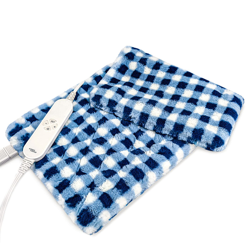 GOQO TOMO weighted heating pad with plush plaid fabric for cozy warmth