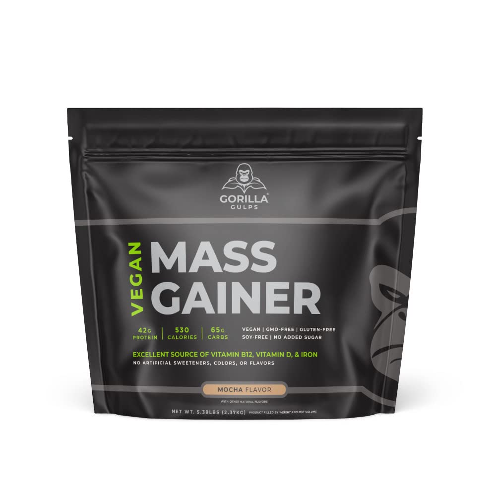 Gorilla Gulps Mocha Mass Gainer bottle pour for on-the-go fueling.