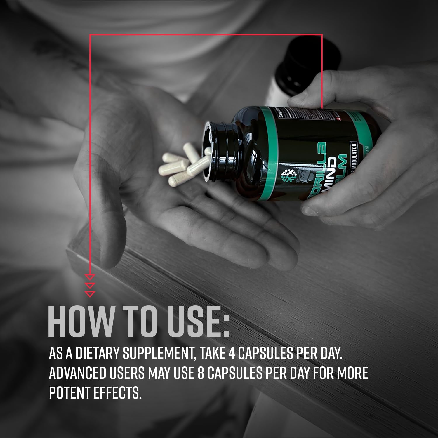 Gorilla Mind Calm bottle at night hints at a recovery-friendly routine.