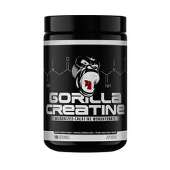 Gorilla Mind Creatine Monohydrate tub front showing 100 servings for muscle support.