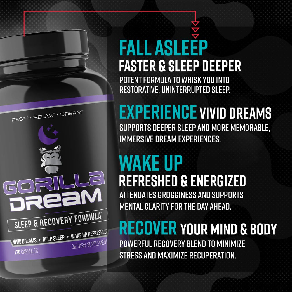 Gorilla Mind Dream on a bedside table beside a pillow for easy nightly use.