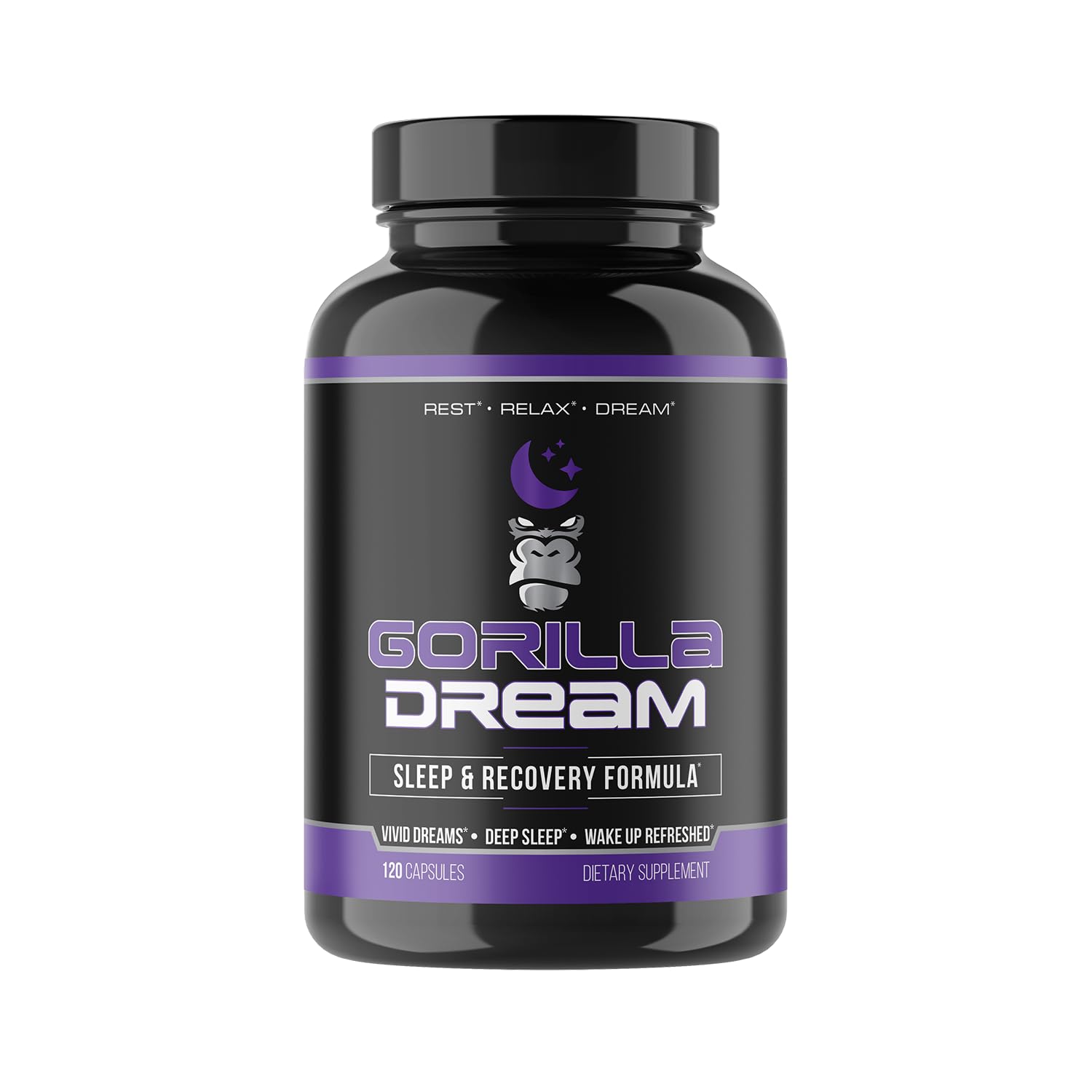 Gorilla Mind Dream bottle on a nightstand supports calm sleep and potential lucid dreaming.