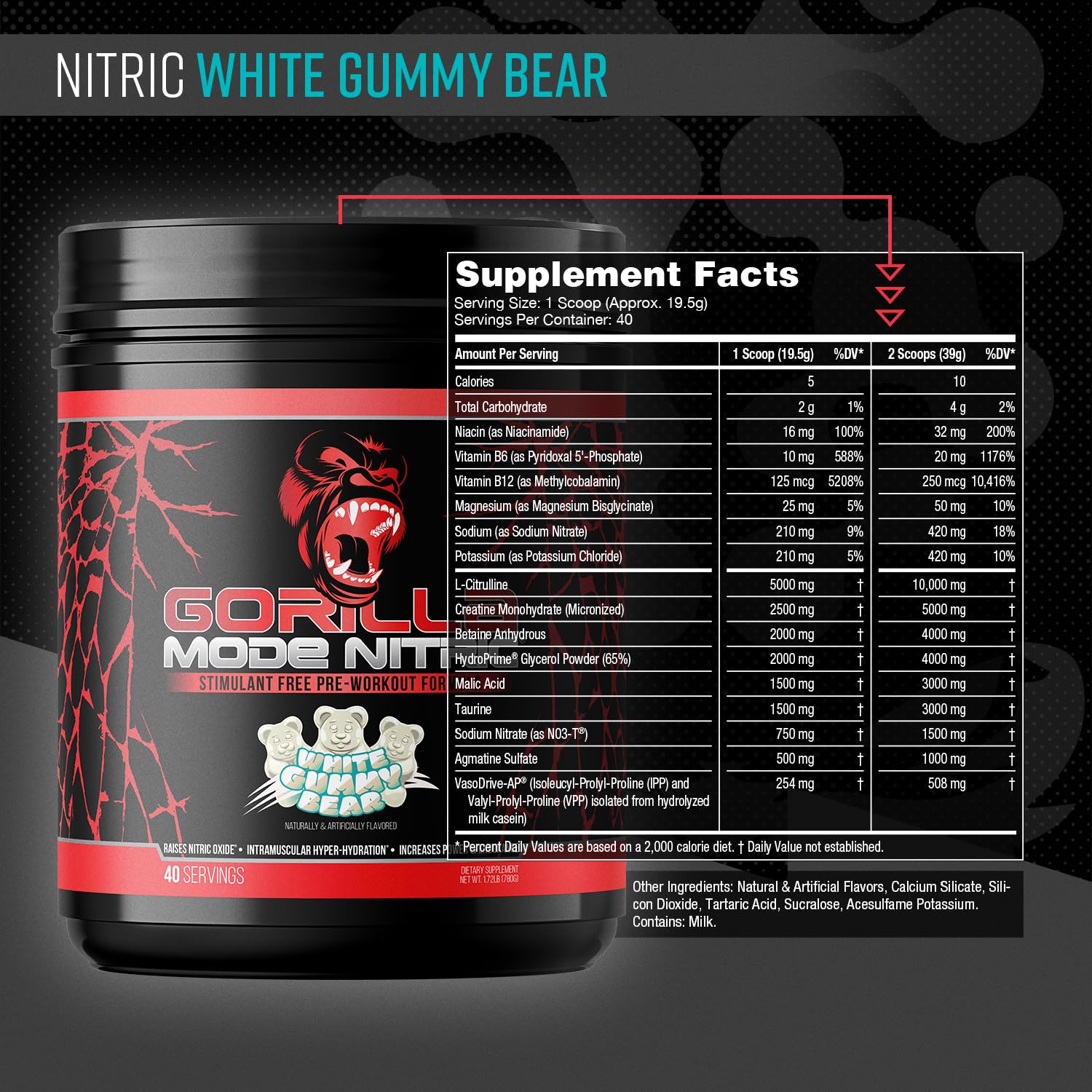 Gorilla Mind Gorilla Mode Nitric Upgraded scoop close-up for workouts
