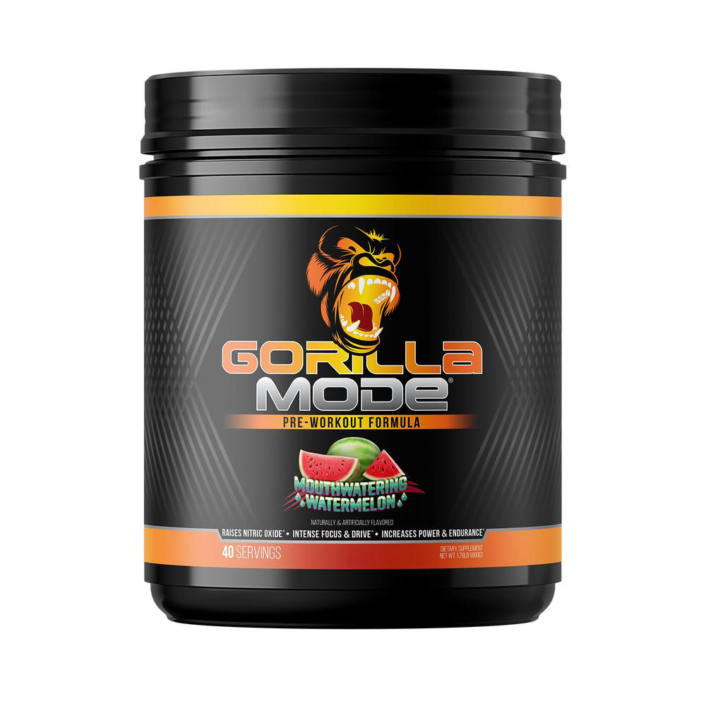 Gorilla Mind Gorilla Mode Watermelon bottle for intense pumps and focus.