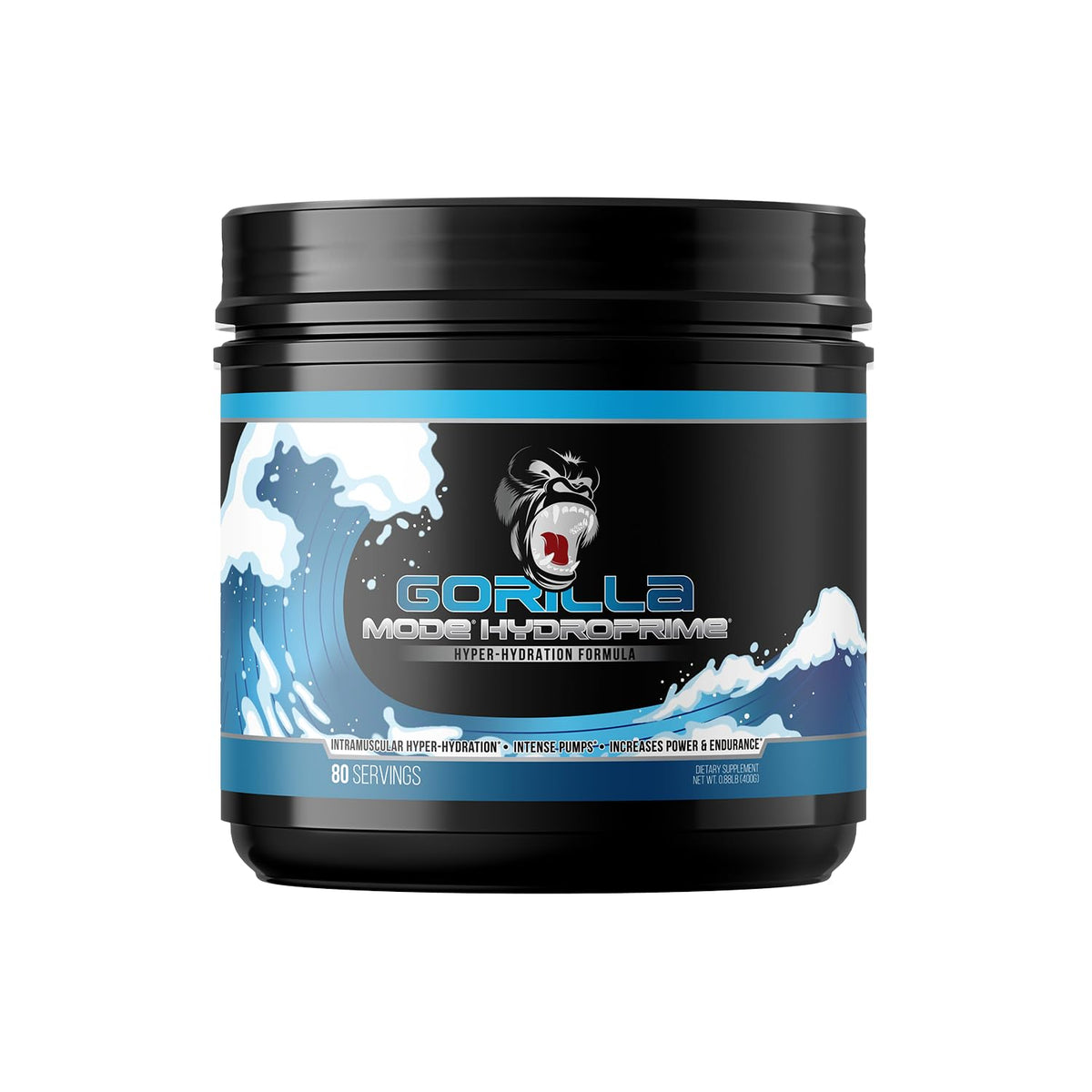 Gorilla Mind HydroPrime bottle pouring powder for consistent hydration during workouts.