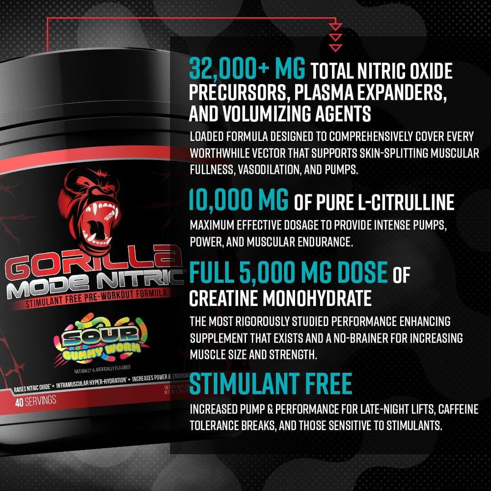 Gorilla Mind Nitric Up label closeup features high L-Citrulline and nitrate blend.