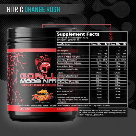 Gorilla Mind Nitric Up powder scoop shows precise dosing for mixes.