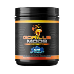 Gorilla Mind Gorilla Mode Blue Raspberry bottle pour for pre-workout energy and pumps.