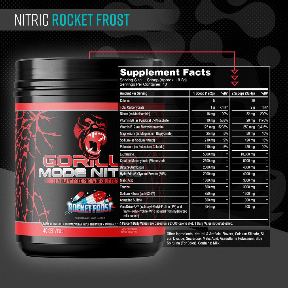 Gorilla Mind Nitric Upgraded powder scoop showing precise dosing for endurance