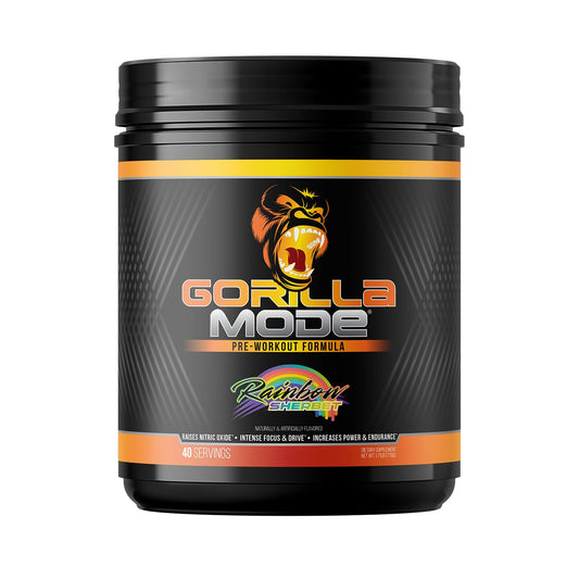 Gorilla Mode pre-workout bottle pour shows quick mix for focused training.