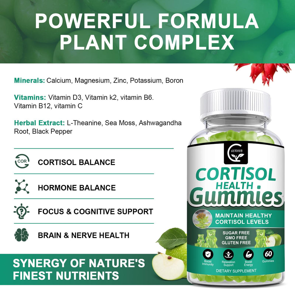 Two capsules per day concept with GORNVB Cortisol Gummies serving