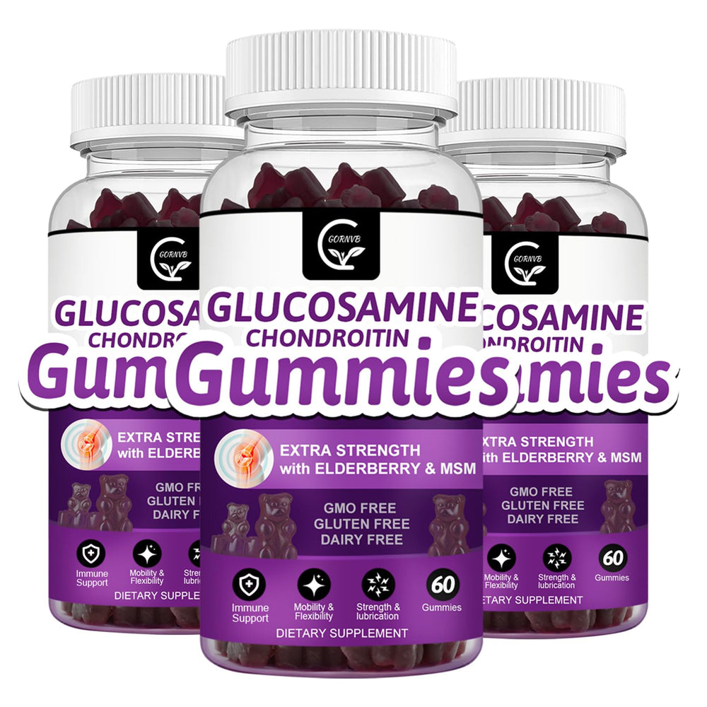 GORNVB glucosamine chondroitin gummies in a jar for easy mobility support.