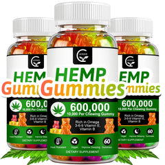 GORNVB hemp gummies 3-pack, vibrant shapes, ready for daily support.