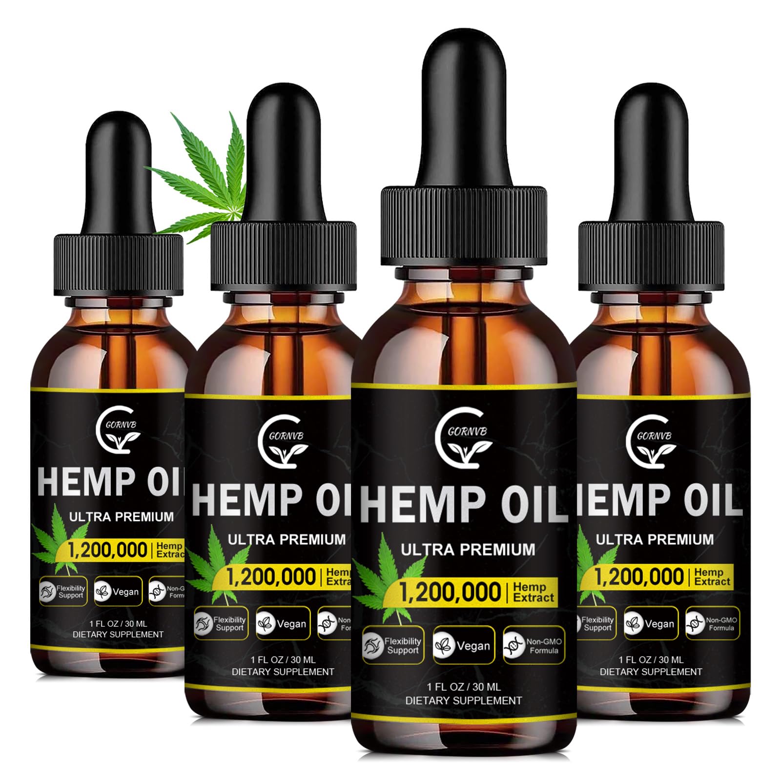 GORNVB High Potency Hemp Oil bottle front view for daily use.