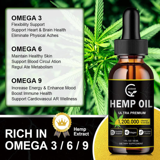 GORNVB hemp oil bottle pour highlights easy dosage and portability.