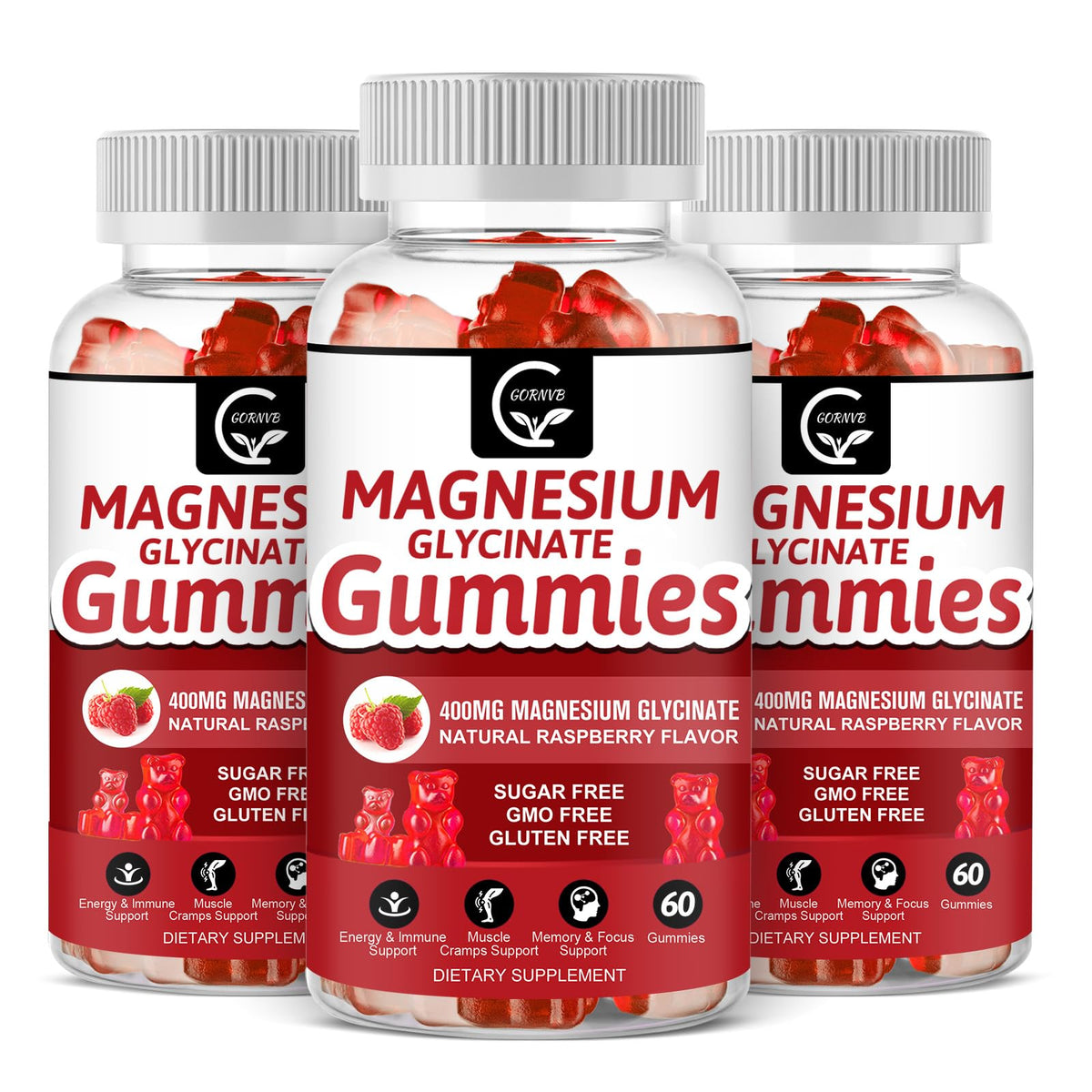 GORNVB magnesium glycinate gummies bottle for convenient daily use.