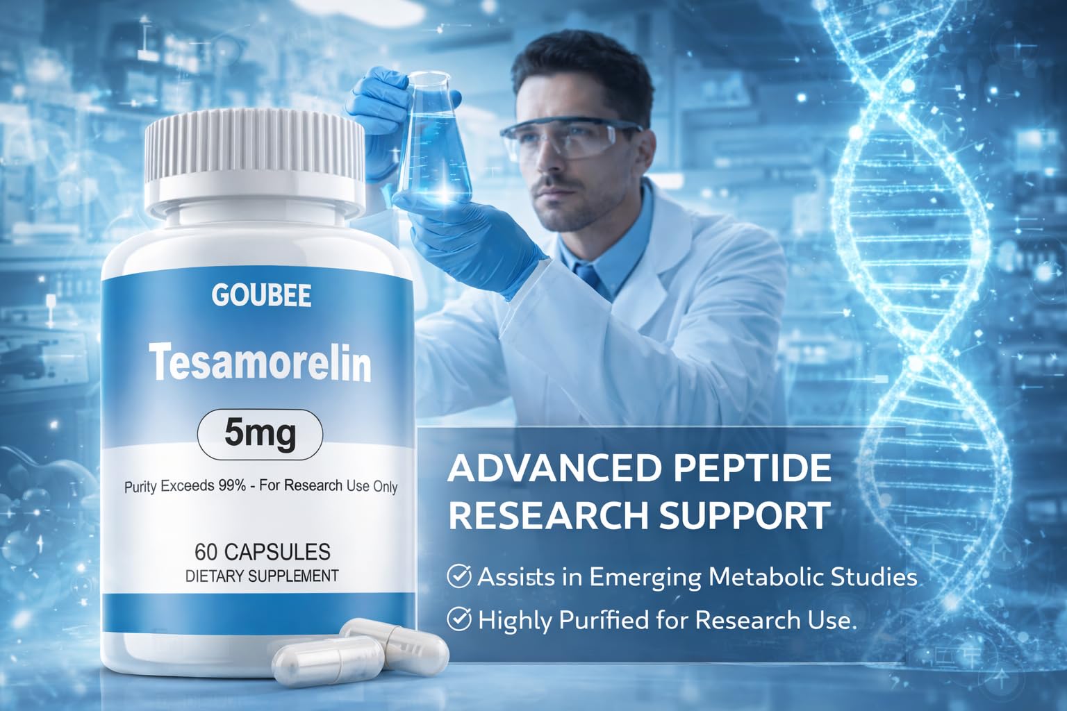 GOUBEE Tesamorelin bottle with tamper-evident seal for reliable storage