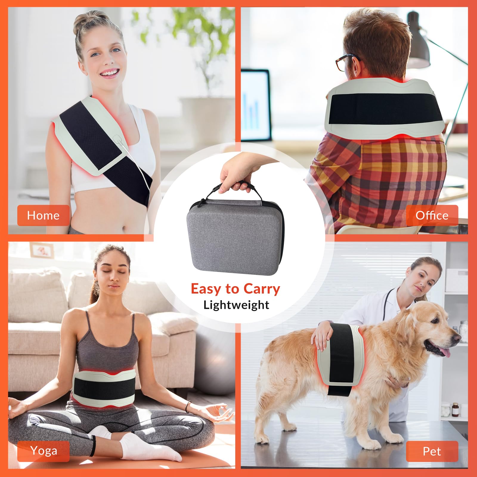 Adjustable wrap offers comfortable fit around the waist for versatile therapy.