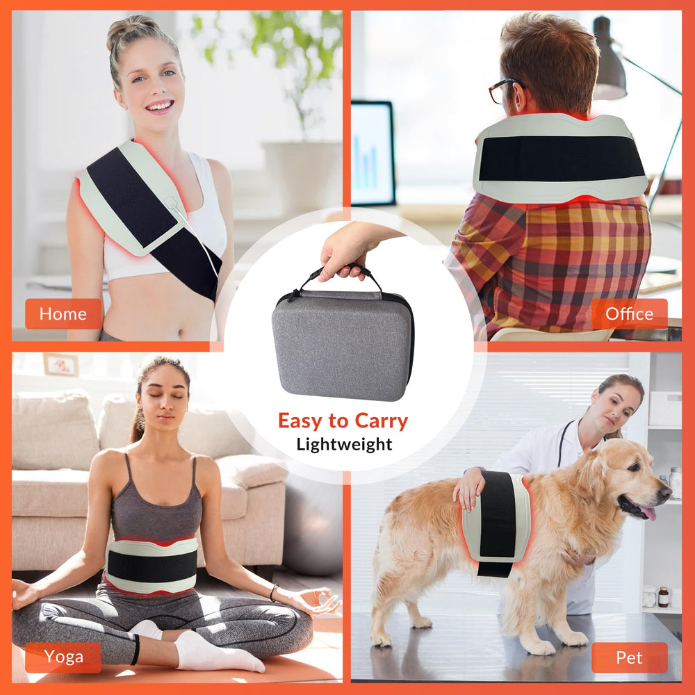 Adjustable wrap offers comfortable fit around the waist for versatile therapy.