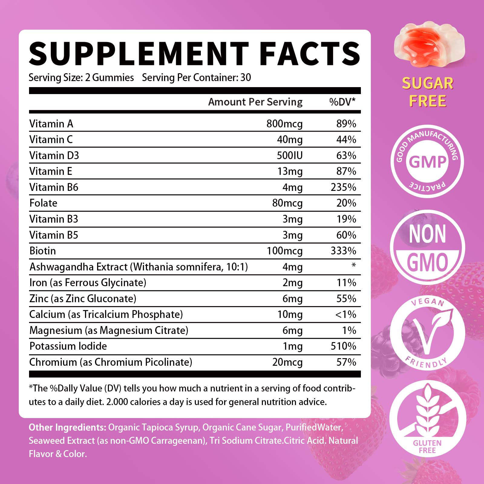 GparkNature bottle closeup highlights iron and zinc for immune and energy support
