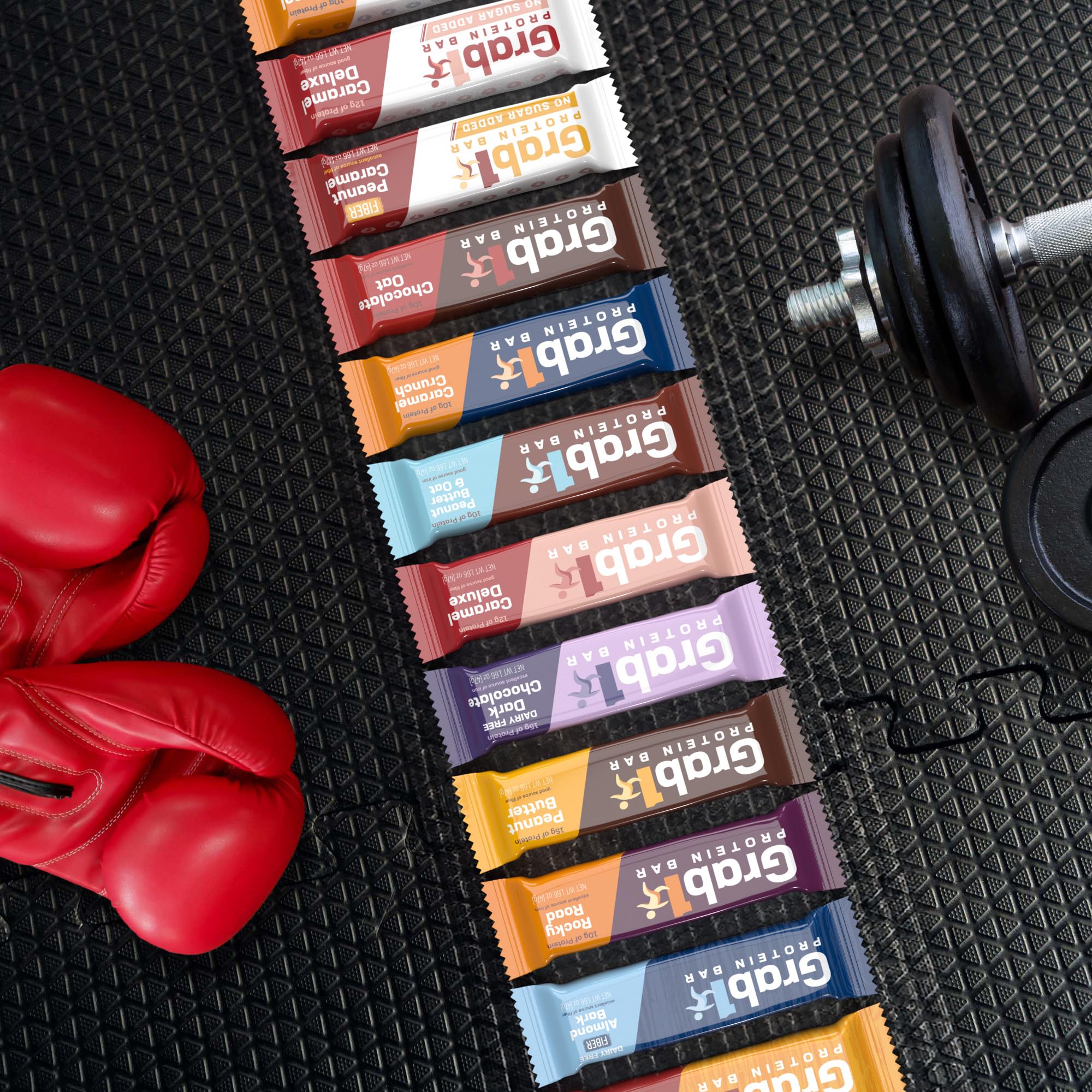 Grab1 Caramel Deluxe bar in hand suggests on-the-go nourishment between activities
