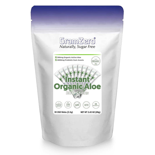 GramZero 2GO Aloe unflavored pack adds a clean aloe boost to drinks.