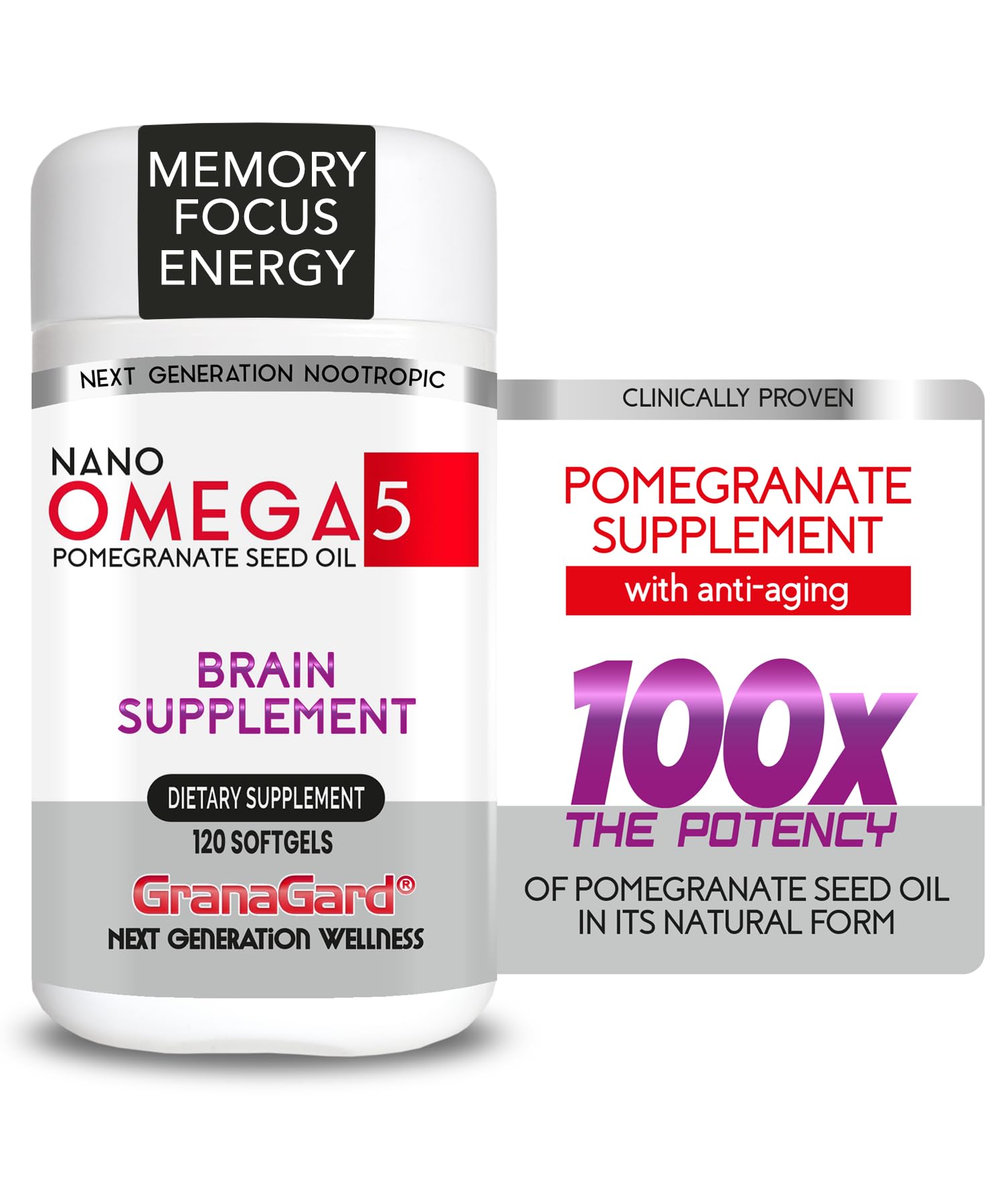 Granagard Omega5 bottle pour shows convenient dosing for daily brain support