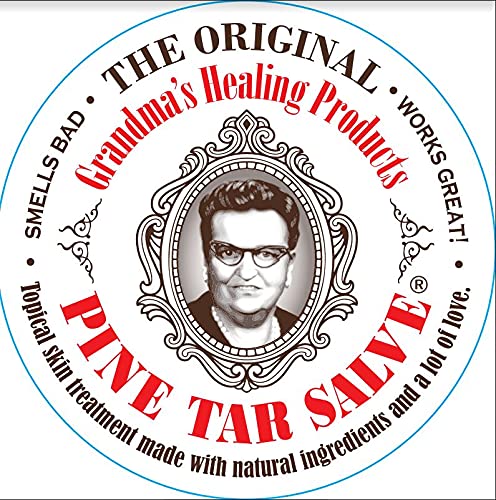 Grandma's Pine Tar Salve jar for traditional skin care.