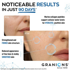 Back panel shows natural Acerola Vitamin C in Granions collagen.