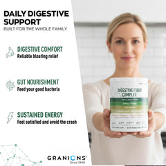 Granions Psyllium Husk Powder dissolving in water shows quick mixability.
