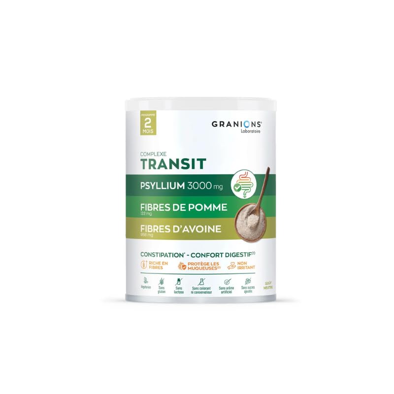 Granions Psyllium Husk Powder mixed into smoothie adds fiber smoothly.