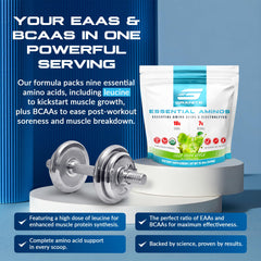 Display of Granite Essentials EAAs packaging showing flavor variety behind Green Apple option.