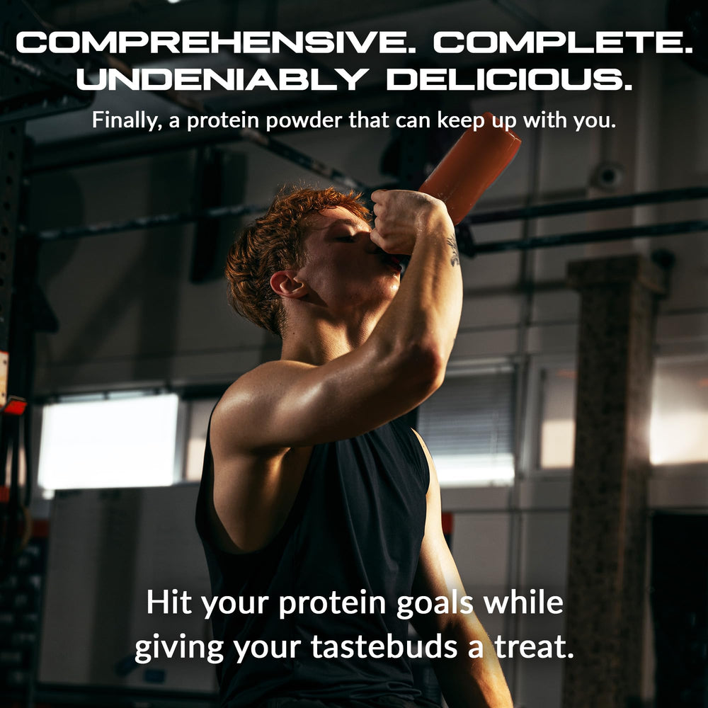 Label close-up highlighting clean nutrition with low calories per serving