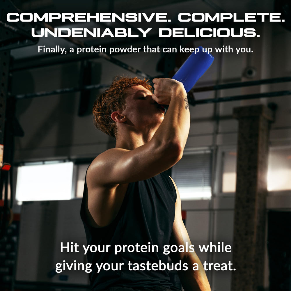 Granite Nutrition Protein Powder 5-source blend ingredients close-up on label.
