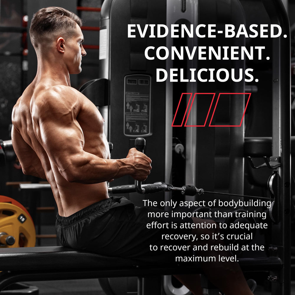 Granite Supplements Recovery blue crush flavor in a shaker for sustained energy during training.
