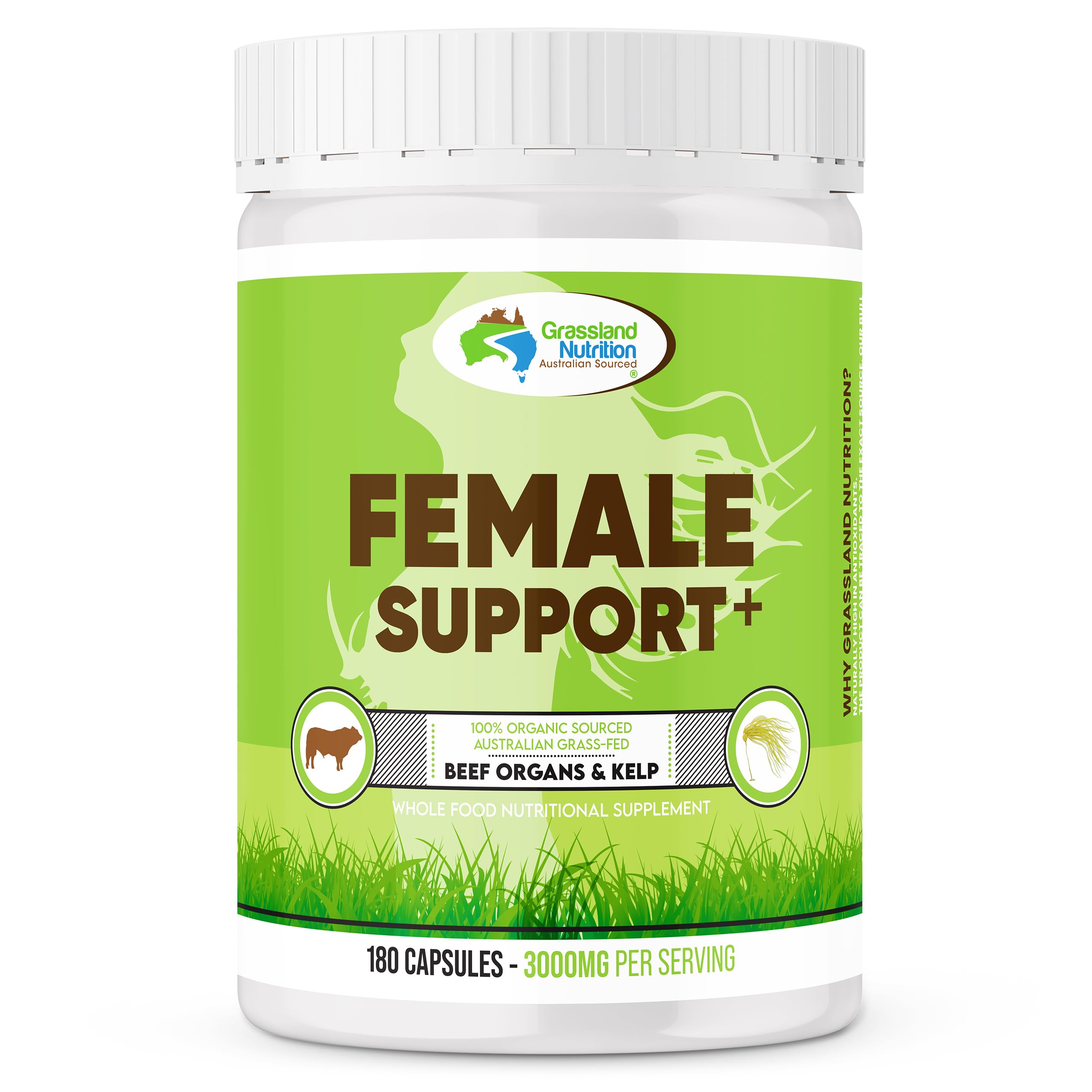 GRASSLAND NUTRITION beef organ blend bottle for daily supplementation and convenient wellness support.