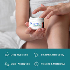 Graston non-greasy formula massage cream with residue-free finish.