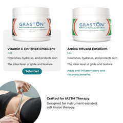 Graston quick absorption emollient for professional therapy sessions.
