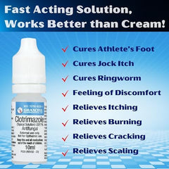 Graxcell bottle label highlighting 1% clotrimazole concentration for fungal care.